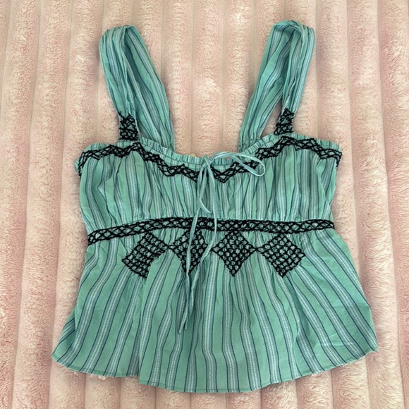 Free People Tops - Free People Smocked Camisole with Tie Front and Ruffles